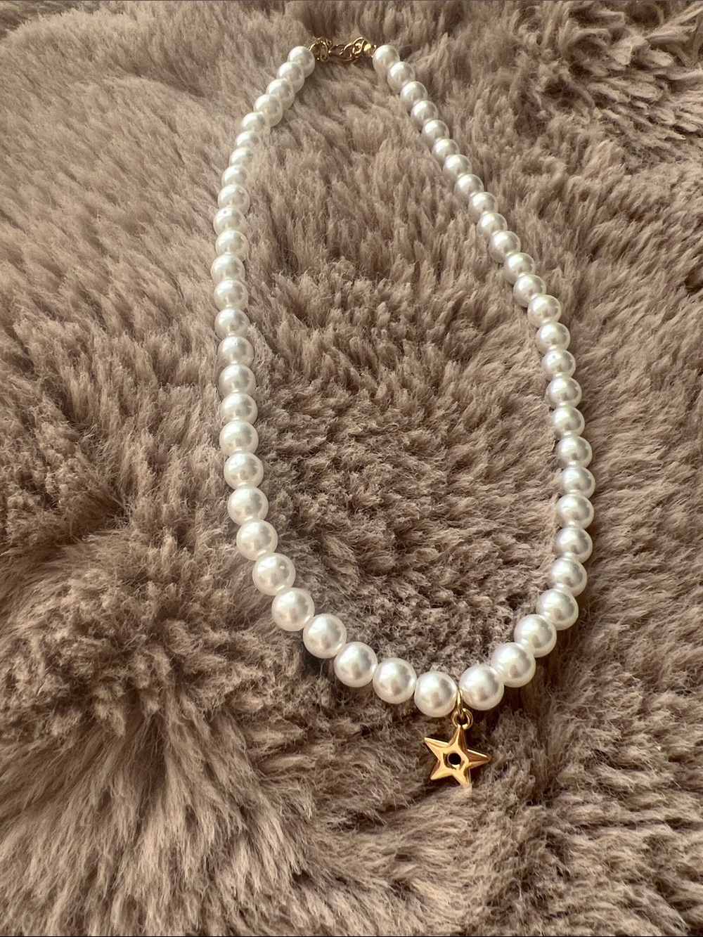 Pearl Beaded Necklace with Dior Gold Star Charm